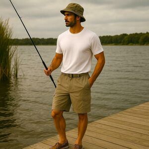 Columbia Men’s L Cargo Shorts Packable Lightweight Nylon Fishing Hiking Belted